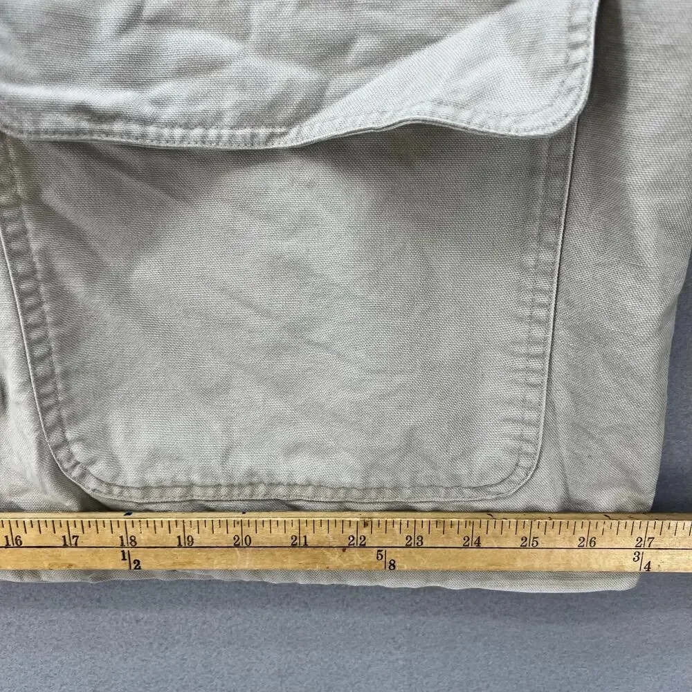 Eddie Bauer Jacket Men's XL Beige Canvas Flannel Lining Corduroy Collar VTG